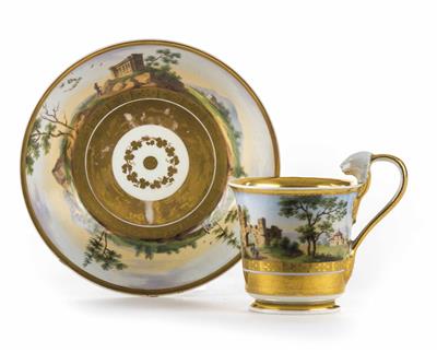 Alt-Wiener Tasse mit Untertasse, Wiener Porzellanmanufaktur um 1825/30 - Vánoční aukce