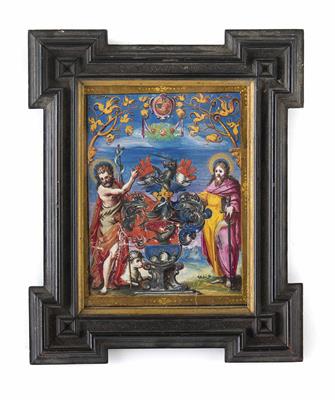 Illuminiertes Wappen-Emblembild, wohl Deutsch, 4. Viertel 16. Jahrhundert - Velikonoční aukce