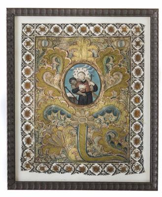 Paar Klosterarbeiten-Spickelbilder, Alpenländisch, wohl Bayern, 18. Jahrhundert - Velikonoční aukce