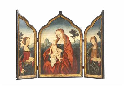 Triptychon, Niederländisch bzw. Deutsch um 1500, Nachahmer des 19. Jahrhunderts - Easter Auction