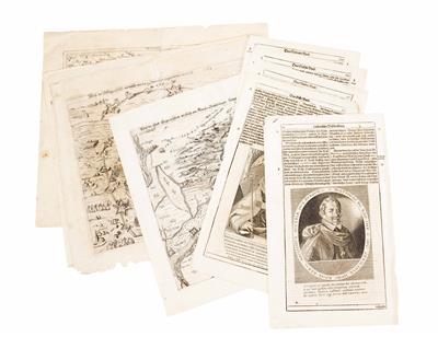 Neun barocke Druckgraphiken, Kupferstiche auf Papier: a-e) Regentenportraits: - Osterauktion