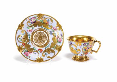 Tasse mit Untertasse, Fischer &  Reichenbach, Pirkenhammer um 1840 - Osterauktion