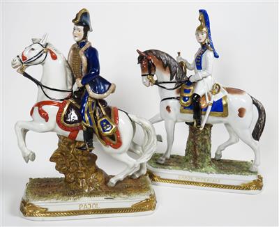Napoleonischer General Pajol und Offizier der Garde Impériale zu Pferd, Scheibe-Alsbach, Thüringen 20. Jahrhundert - Asta estiva