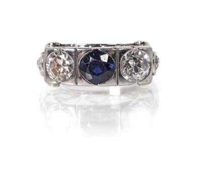Diamant Brillant Saphir Ring zus. ca. 1,65 ct - Klenoty, umění a starožitnosti
