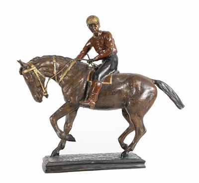 Jockey zu Pferd, nach dem Vorbild von Isidore-Jules Bonheur (1827-1901), wohl 1. Viertel 20. Jahrhundert - 20th Century Jewellery and watches