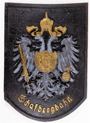 Kaiserlich österreichisches Wappen von der Schafbergbahn, um 1890 - Christmas auction - Silver, glass, porcelain, graphics, militaria, carpets