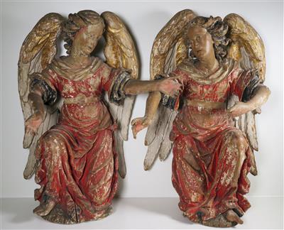 Paar kniende Engel, Österreichisch, 1. Hälfte 17. Jahrhundert - Vánoční aukce - Stříbro, sklo, porcelán, Moderní umění grafika, koberce