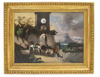 Biedermeier-Bilderuhr "Thor zu Meran", wohl Österreich um 1840/50 - Easter Auction