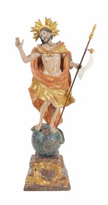 Christus als Auferstandener auf Weltkugel mit Schlange stehend, wohl Oberösterreich um 1700 - Easter Auction