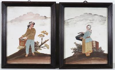 Zwei Applikationsbilder, 18./frühes 19. Jahrhundert - Velikonoční aukce