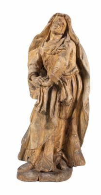 Hl. Maria aus einer Kreuzigungsgruppe, Schwanthaler-Umkreis, 2. Hälfte 18. Jahrhundert - Christmas auction - Silver, glass, porcelain, graphics, militaria, carpets