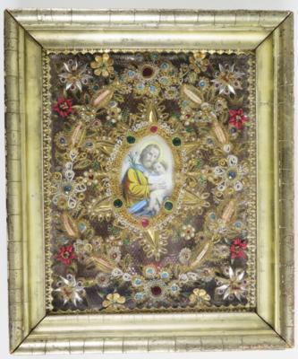 Klosterarbeit, 19./20. Jahrhundert - Christmas auction - Silver, glass, porcelain, graphics, militaria, carpets