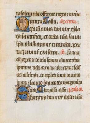 Zwei Blätter aus einem lateinischen Missale, wohl Frankreich, Ende 13. oder Anfang 14. Jahrhundert - Christmas auction