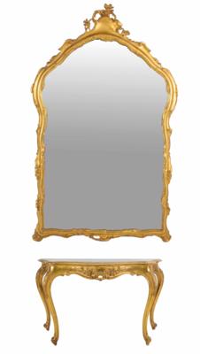 Italienischer Konsoltisch mit Spiegel, Veneto, 4. Viertel 19. Jahrhundert - Adventauktion