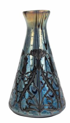 Kleine Vase mit galvanoplastischem Disteldekor, Johann Lötz Witwe, Klostermühle, um 1900 - Velikonoční aukce