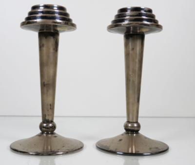 Paar Art Deco Silber Kerzenständer, 1. Viertel 20. Jahrhundert - Porcelain, glass and collectibles