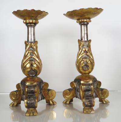 Paar Kerzenleuchter im Barockstil - Porcelain, glass and collectibles