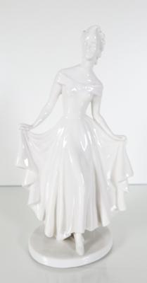 Junge Dame in Abendkleid, Entwurf Claire Weiss, Hutschenreuther, Kunstabteilung, Selb, um 1950 - Porcellana, vetro e oggetti da collezione