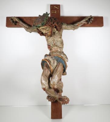 Kruzifix, Umkreis Jakob Adlhart,20. Jahrhundert - Porzellan, Glas und Sammelgegenstände