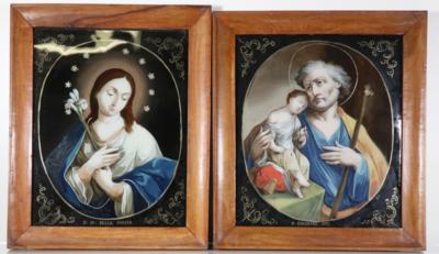 2 Hinterglasbilder, 19. Jahrhundert - Porcellana, vetro e oggetti da collezione