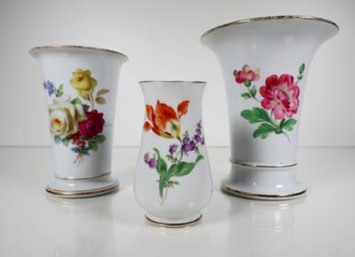 3 unterschiedliche Vasen, Meissen, 1. Hälfte 20. Jahrhundert - Porcellana, vetro e oggetti da collezione