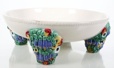 Aufsatzschale auf vier Blumenfüßen, Vereinigte Wiener und Gmundner Keramik, um 1918 - Porzellan, Glas und Sammelgegenstände