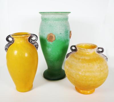 3 Vasen, Murano, 2. Hälfte 20. Jahrhundert - Porcelán, sklo a sběratelské předměty