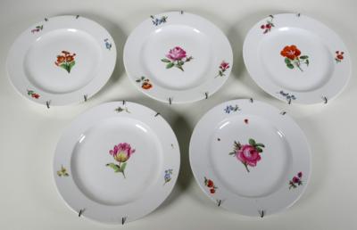 5 Blumenteller, Meissen, um 1820 - Porzellan, Glas und Sammelgegenstände