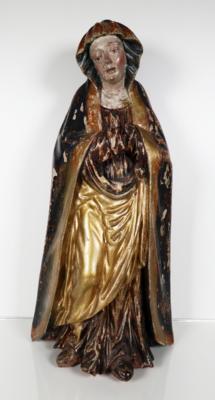 Hl. Maria als Mater Dolorosa, provinzielle Arbeit in Anlehnung an gotische Vorbilder - Porzellan, Glas und Sammelgegenstände