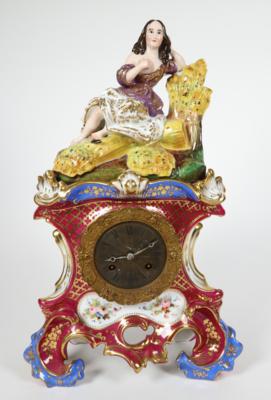 Porzellanuhr mit "Allegorie des Sommers", Frankreich/Böhmen, 3. Viertel 19. Jahrhundert - Porzellan, Glas und Sammelgegenstände