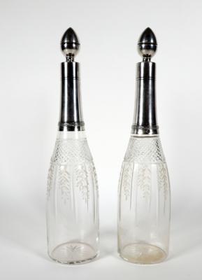 Paar französische Karaffen Essig  &  Öl oder Likör, um 1900 - Silver