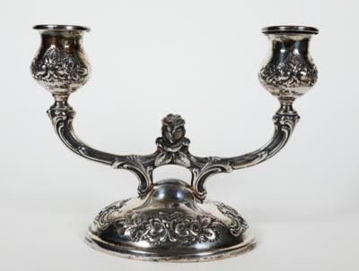 Zweiflammiger Silber Kerzenleuchter, Deutsch, Anfang 20. Jahrhundert - SILBER