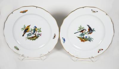 2 Speiseteller mit Vogelmalerei, Meissen, um 1960/70 - Porcelán, sklo a sběratelské předměty