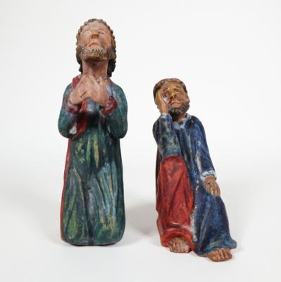 Christus und schlafender Jünger aus Getsemani bzw. Ölberggruppe, 19./20. Jahrhundert - Porzellan, Glas und Sammelgegenstände