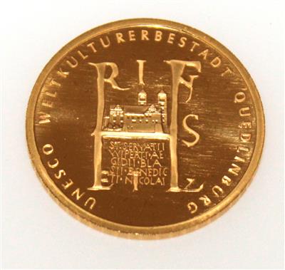 Goldmünze, 100,- Euro, "UNESCO Weltkulturerbestadt Quedlinburg" - Arte, antiquariato e gioielli