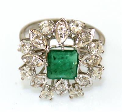 Brillant- Smaragddamenring - Arte, antiquariato e gioielli