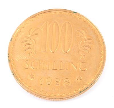 Goldmünze Schilling 100,-, 1928 - Kunst, Antiquitäten und Schmuck