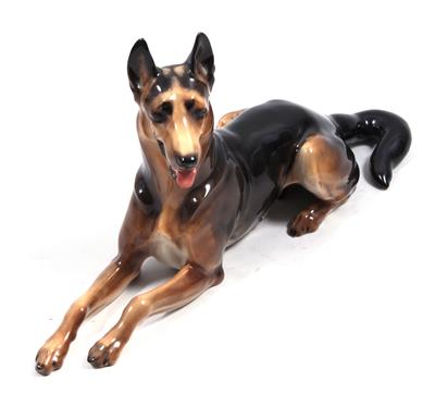 HUTSCHENREUTHER- Porzellanfigur "Liegender Schäferhund" - Kunst, Antiquitäten und Schmuck