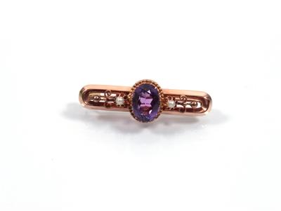 Amethyst- Halbperlenbrosche - Arte, antiquariato e gioielli