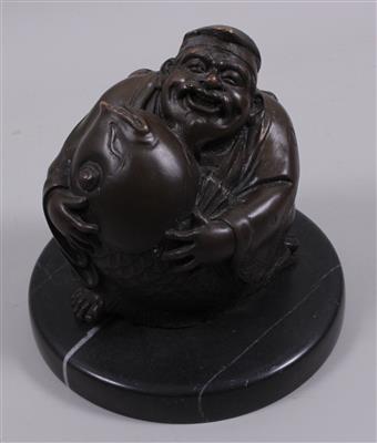 Bronzefigur, japanischer Glücksgott "Ebisu" - Umění, starožitnosti, šperky