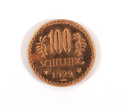 Goldmünze, 100,- Schilling, Österreich 1929 - Antiques, art and jewellery
