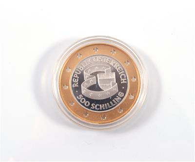 Bimetallmünze 500,- Schilling, "EU-Beitritt Österreichs" - Kunst, Antiquitäten und Schmuck