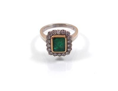 Smaragd- Brillantdamenring - Antiques, art and jewellery