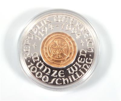 Bimetallmünze, 1.000,- Schilling, 1994 - Umění, starožitnosti, šperky