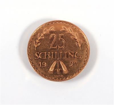 Goldmünze, 25,- Schilling, 1927 - Kunst, Antiquitäten und Schmuck