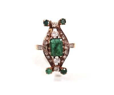 Smaragd- Diamantdamenring - Kunst, Antiquitäten und Schmuck