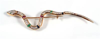 Brillantbrosche "Schlange" - Arte, antiquariato e gioielli