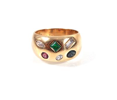 Diamant-, Rubin-, Saphir-, Smaragddamenring - Art, antiques and jewellery