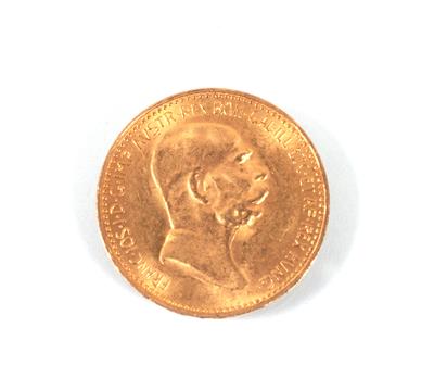 Goldmünze 10 Kronen, "60 jähriges Regierungsjubiläum, Kaiser Franz Joseph" - Umění, starožitnosti a šperky