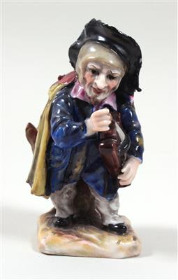 Kleine Porzellanfigur "Zwerg mit Drehleier", sogen. Callotzwerg - Kunst, Antiquitäten und Schmuck